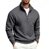 Moletom Masculino Amazon Transfronteiriço Europa e América Comércio Exterior Casual Zíper Gola Alta Engrossado Mais Veludo Cor Lisa Moletom Masculino Homem