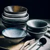 Cuenco Cubo Estilo Japonés Cerámica Creativa Gres Grueso Vintage Cuenco para Fideos Vajilla Hogar de Alta Calidad Cuenco Abierto Grande Tipo Cuerno