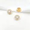 Cobre Chapado en Oro Microincrustado Circonita Redonda Cuadrada Flor de Cuatro Hojas Espaciador Multitaladro Cuentas para Pulsera de Perlas Doble Fila Hecha a Mano DIY