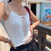 Camisola de Tricô Vazada Feminina Verão Nova Moda Spice Girl Sexy Slim-fit Roupa Externa Top Sem Mangas Costas Bonitas Roupa Íntima