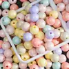 Contas Redondas de Acrílico com Manchas Cor de Doce Macaron Contas Soltas Cáqui Mistura de Cores de Natal Acessórios para Joias DIY
