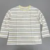 Camiseta de Manga Larga a Rayas Retro Lyocell Tencel para Mujer, Nueva de Primavera/Verano, Cuello Redondo, Corte Holgado, Versátil, Adelgazante, Top Cómodo