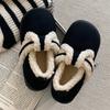 Crianças estilo coreano ins all-inclusive pais-criança chinelos de algodão moda feminina forrado de lã quente pelúcia outerwear sapatos casuais Boken
