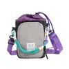 Bolso pequeño cuadrado de malla con cordón de colorblock estilo montaña con hebilla de cuerda colorida, bolso de hombro unisex para senderismo, bolso cruzado para botella de agua