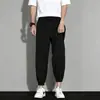 Pantalones Finos de Verano Frescos de Secado Rápido, Comercio Exterior Estilo Japonés y Coreano, Pantalones Jogger Holgados Versátiles de Nueve Puntos de Seda Helada para Hombre