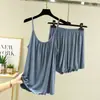 Conjunto de Camisola e Shorts de Modal para Mulheres, Cor Sólida, Fino, Tamanho Grande, Caimento Solto, Conjunto Casual de Duas Peças para Casa, Casual Estilo Japonês e Coreano