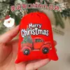 Venda Quente Transfronteiriça Saco Vermelho Veludo Natal Saco de Presente com Cordão Desenho Animado Estampado Embalagem para Doces Biscoitos Atacado