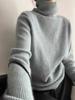 Outono e inverno novo 100 lã suéter gola alta moda all-match cashmere suéter elegante fino base de malha suéter