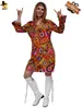 Saia Hippie Estampada para Menina Grande Festa a Fantasia de Carnaval Cosplay Adulto Feminino Fantasia Hippie