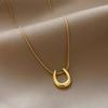 Collar Geométrico en Forma de U de Acero de Titanio de Venta Caliente Transfronteriza para Mujer Que No Se Desvanece, Lujo Accesible Nicho Gama Alta Joyería de Cadena Hueso de Serpiente en Oro de 18 Quilates