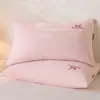 Fundas de Almohada Bordadas de Algodón Lavado Calidad Clase A, un Par, 48X74, Funda Sencilla de Algodón Puro para Relleno de Almohada de Adulto