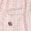 Outono super bonito borboleta tridimensional tule temperamento suave decote V rosa claro cardigã estilo Chanel 25190