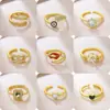 Nuevo Famoso de Internet Más Vendido Anillo Abierto Creativo de Personalidad Multiestilo para Mujeres Diseño Pequeño Exquisito Chapado en Oro Circonita Joyería de Mano