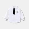 Camisa para niño primavera y otoño 100% algodón color liso manga larga camisa para niño y corbata para niña rendimiento todo partido cómoda y suave