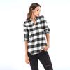 [Desembaraço de Comércio Exterior] Nova Camisa Xadrez Feminina Camisa de Manga Longa Feminina Exportação Europeia e Americana Decote V Pequeno Top Justo