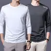[230g] Camiseta de manga larga para hombre, corte holgado, cuello redondo, adecuada para primavera y otoño, capa interior fina, camiseta básica versátil