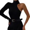 Mono de moda para mujer 2024 Primavera y Otoño, estilo europeo y americano, de un solo hombro, manga larga, cuello redondo, ajuste ceñido, color liso, Ropa para mujer