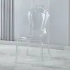 Silla de Palacio de Bambú de Cristal al por Mayor Plástico PC Acrílico Transparente Salón de Bodas Tema Salón de Banquetes Silla de Comedor para Bodas