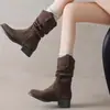 Botas de Apilamiento Botas de Verano de Caña Media para Mujer 2026 Nuevo Estilo de Otoño Botines Vaqueros Occidentales Botas Martin de Caballero Estilo Páramo