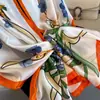 Lenço Longo Estampado de Cetim Fino de Seda Artificial de Verão, Requintado e Versátil, Lenço de Seda Simples, Xale Retro da Moda