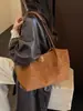 Bolso Melaleuca Retro Otoño Invierno Gran Capacidad Suede Mate Felpa Bolso Tote de Trabajo para Mujer Bolso de Viaje Transfronterizo