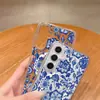 Diseño Floral Azul de Pantalla Completa Transfronterizo Adecuado para Samsung S23 Ultra Funda Protectora Transparente Magsafe Funda Premium para Teléfono