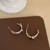 Pendientes de Aro de Metal Retorcido con Lazo de Diseño Único para Mujer, Pendientes de Tendencia de Moda Simples y Elegantes