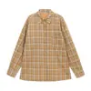 Love and Nancy Trece Líneas Minimalista Otoño Estilo Americano Bloque de Color Retro Holgado Estilo Perezoso Camisa a Cuadros con Cuello de Solapa 02772
