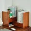 Caja de almacenamiento de escritorio de madera maciza estilo cajón, simple y creativa, estantería organizadora multicapa, estilo abierto