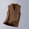 Elegante Camiseta Interior Estilo Blazer Profesional, Nueva Camiseta sin Mangas con Cuello en V para Mujer, Ropa de Abrigo Ajustada sin Mangas