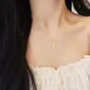Collar de Barra de Oro de la Suerte en Plata de Ley S925 para Mujer, Marca de Moda Hielo Triturado Brillante, Cadena para el Cuello Atractora de Riqueza y Segura, Regalo de Año Nuevo