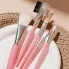 Conjunto de 5 Pincéis de Maquiagem, Pincel para Sombra, Pincel para Lábios, Pincel para Blush, Escova Pente para Sobrancelhas, Pincel para Base, Conjunto Completo de Ferramentas de Beleza, Pelo Animal