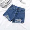 Shorts Jeans de Cintura Alta de Verão Feminino Spice Girls High Street ins Emagrecedor Solto Rasgado Perna Larga Tamanho Grande Calça Quente Tendência Linha A
