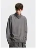 Suéter asimétrico para hombre con cuello de doble capa, gris, engrosado, estilo jersey, tejido de cuello alto, nueva colección otoño/invierno