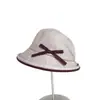 Chapéu de Pescador com Laço de Bolinhas Japonês e Coreano Chapéu de Bacia Retro de Verão Respirável com Proteção Solar Feminino Chapéu de Sol Versátil Elegante