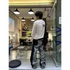 Pantalones Retro de Pierna Ancha Patchwork beins Sueltos vi Jeans Silueta Masculina Saber Tendencia de Moda Americano