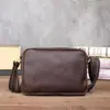 Bolso de Hombro Unisex 9007 Cuero Crazy Horse Transfronterizo, Bolso Casual Vintage de Cuero Genuino, Bolso Cruzado de Alta Gama para Viajes Diarios