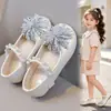 Zapatos de Princesa Mary Jane para Niñas con Pedrería de Fuegos Artificiales Piel Verano 2026 Nuevo Estilo Coreano Casual Versátil Suela Suave Zapatos Pequeños de Piel