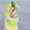 Goma para el pelo blanca pura con efecto marmoleado al agua, pinza para el pelo, kit de materiales marmoleados húmedos teñidos anudados DIY hechos a mano para actividades de team building