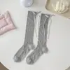 Calcetines Finos con Lazo Antipelusa de Algodón Peinado para Niñas, Calcetines Huecos de Hada de Color Sólido