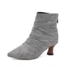 Sapatos femininos plus size transfronteiriços, comércio exterior, botas femininas plus size de bico fino, botins de salto médio europeus e americanos, envio direto da fábrica 77-3, comércio exterior