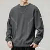 Envio RápidoNova Blusa de Moletom Solta com Gola Redonda e Manga Longa para Primavera e Outono, Camisa Básica Estampada da Moda Masculina