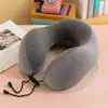 Almohada de Espuma Viscoelástica de Color Sólido en Forma de U, Almohada Redonda de Viaje para el Cuello, Almohada de Espuma Viscoelástica en Forma de U al por Mayor con Impresión de Logo