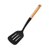 Novo de Fábrica Cabo de Madeira Utensílios de Cozinha de Silicone Atacado Colher de Cozinha Espátula Panela Antiaderente Espátula de Wok Anti-Escaldante Colher de Silicone Utensílios de Cozinha