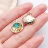 Colgante de aleación con forma de concha marina y aceite de goteo incrustado con pedrería, accesorios para pendientes, collares, pulseras, llaveros, colgantes hechos a mano para DIY