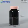 Garrafas de Suplementos de Saúde Atacado 400ml, Garrafas Transparentes de Boca Larga com Tampas, Garrafas Reutilizáveis, Garrafas Cápsula de Tampa de Rosca com Pressão em PET, Garrafas para Comprimidos de Cálcio