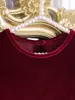 Vestido de princesa de terciopelo y malla color vino tinto para niña, nueva colección otoño/invierno 2026, vestido infantil con cuentas y un gran lazo, perfecto para cumpleaños