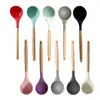 Espátula de Silicona con Mango de Madera, Utensilio de Cocina Casero para Cocinar, Espátula Antiadherente para Utensilios de Cocina, Espátula de Cocina de Silicona