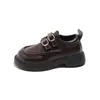 Mocassins Femininos Simples Dupla Fivela Velcro Sapatos de Couro Infantis Outono 2025 Novidades Sapatos Casuais de Couro para Meninos Bebês