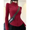 Chamarra Sudadera Blanca de Forro Polar Doble Cara Ajustada con Cuello Alto para Mujer, Otoño e Invierno Más Vendido 2026 Nuevo Top Cálido